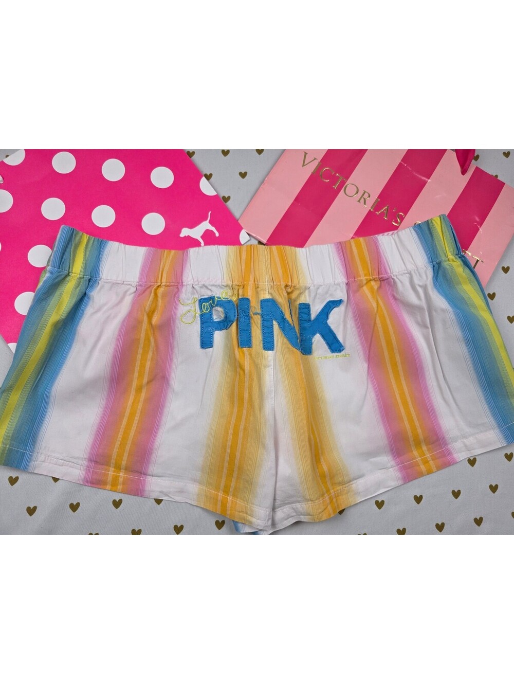 Victorias Secret PINK Vintage Logo Butt Cotton Medium Sleep Shorts Boxers Pajama